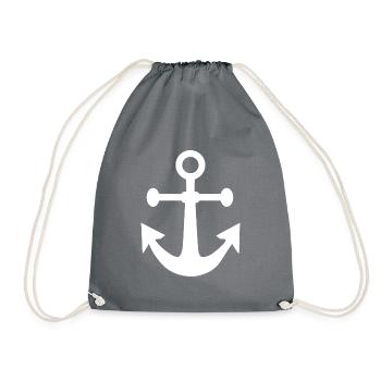 Anchor Gift Boat Captain Sailing - Drawstring Bag - grey - Front