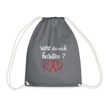 Heiratsantrag - Willst du mich heiraten - Hochzeit - Turnbeutel - Grau - Vorne