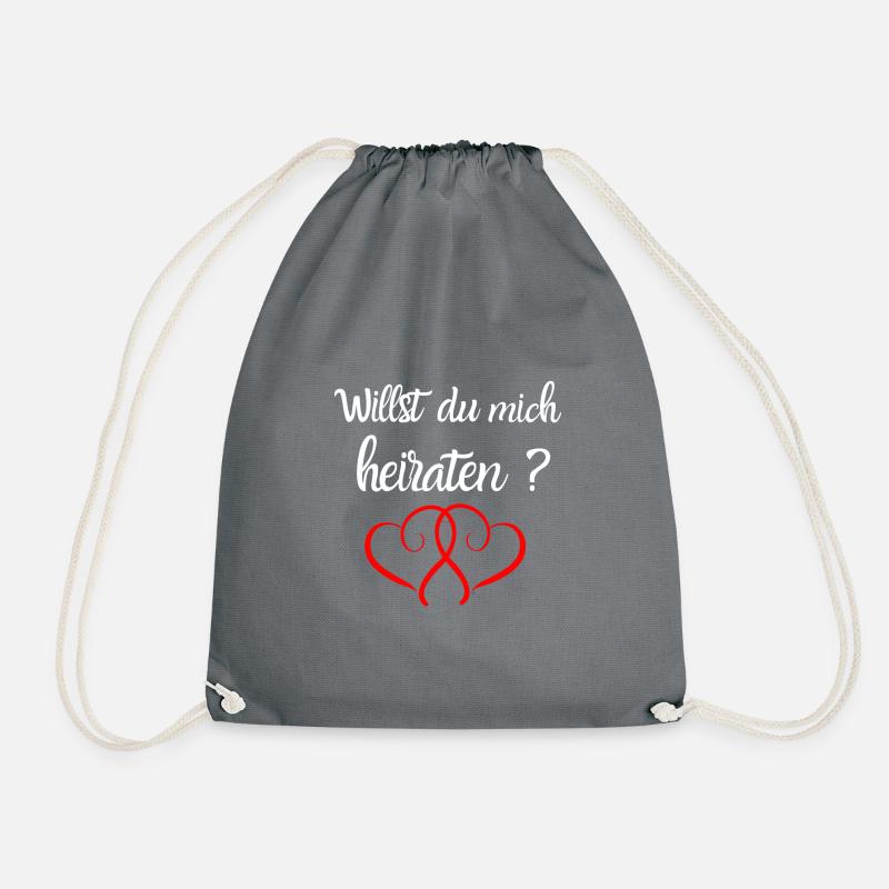 Heiratsantrag - Willst du mich heiraten - Hochzeit - Turnbeutel - Grau
