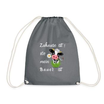 Zuhause ist wo mein Bauer ist . Ein super T-Shirt - Turnbeutel - Grau - Vorne
