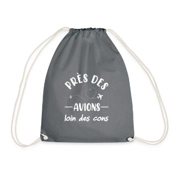 Près des avions loin des cons t-shirt - Sac de sport léger - gris - Devant