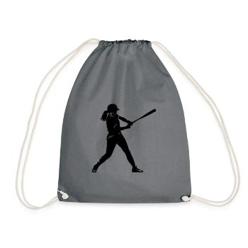 Baseball Woman Silhouette - Drawstring Bag - grey - Front