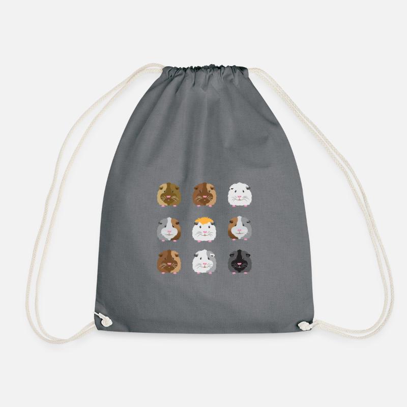 Nine guinea pigs faces - Drawstring Bag - grey