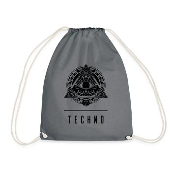 the EYE of TECHNO - Maya rave pyramid - Drawstring Bag - grey - Front