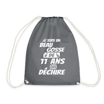 Anniversaire 11 ans /beau gosse 11 ans qui déchire - Sac de sport léger - gris - Devant