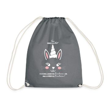 Hase oder Einhorn, oder ein Mischling -Unicorn - Turnbeutel - Grau - Vorne