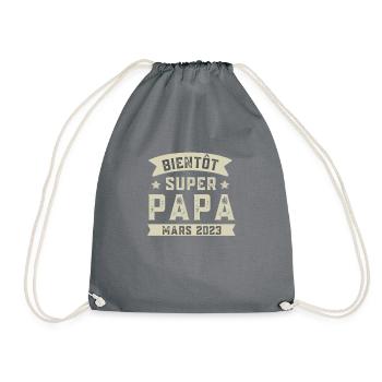 Bientôt Super Papa Mars 2023 cadeau Futur Papa - Sac de sport léger - gris - Devant