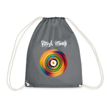 Vinyl vibes - Drawstring Bag - grey - Front