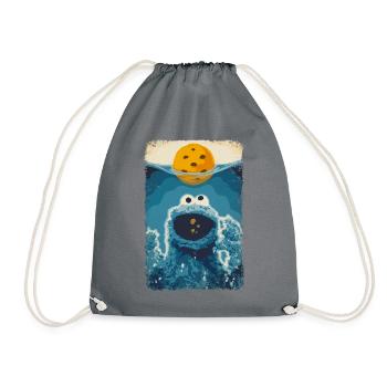 Sesame Street Cookie Monster Like Shark - Drawstring Bag - grey - Front