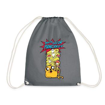 Adventure Time Jake Makin' Bacon Pancakes - Drawstring Bag - grey - Front