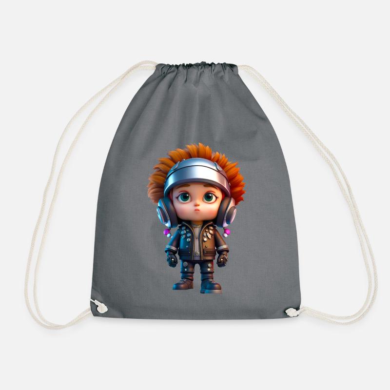 Little Biker - Drawstring Bag - grey