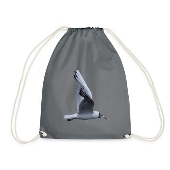 A flying seagull - Drawstring Bag - grey - Front