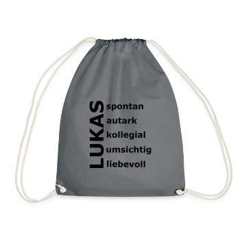 Lukas - Ein ganz spezielles Design nur für Lukas - Turnbeutel - Grau - Vorne