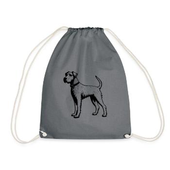 Airedale Terrier Dog - Drawstring Bag - grey - Front