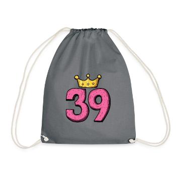 39 Number Crown - Drawstring Bag - grey - Front