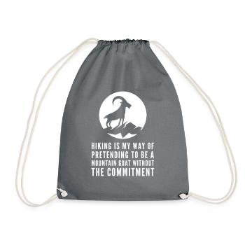 Hiking - Mountain Goat - Funny - Drawstring Bag - grey - Front