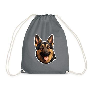 German Shepherd Head - Drawstring Bag - grey - Front