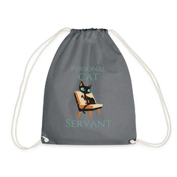 Personal Cat Servant Funny Black Cat - Drawstring Bag - grey - Front