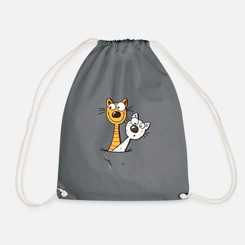 Two funny cats in the shirt - cat - kitten -fun - Drawstring Bag - grey