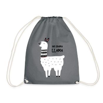 no drama llama - Drawstring Bag - grey - Front