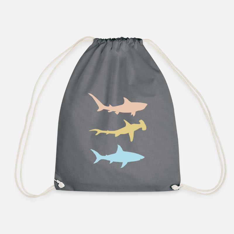 Sharks - Drawstring Bag - grey