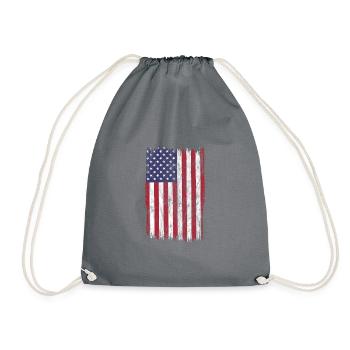 USA Flag United States of America Flag Gift - Drawstring Bag - grey - Front