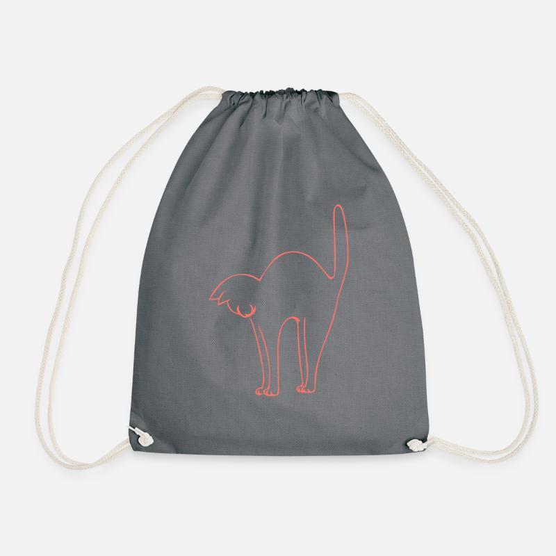 Cat livingcoral - Drawstring Bag - grey