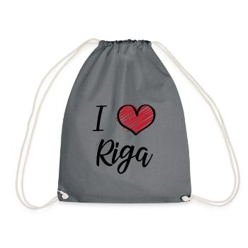 I Love Riga - Drawstring Bag - grey - Front