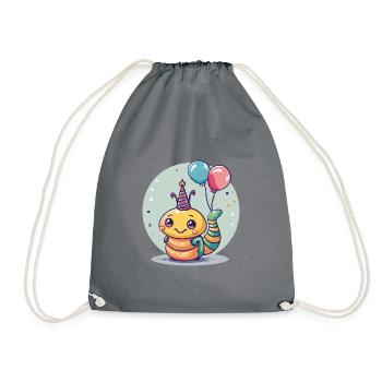 Wurm Geburtstag Baby - Turnbeutel - Grau - Vorne