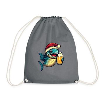 Piranha Poisson Bière Noël - Sac de sport léger - gris - Devant