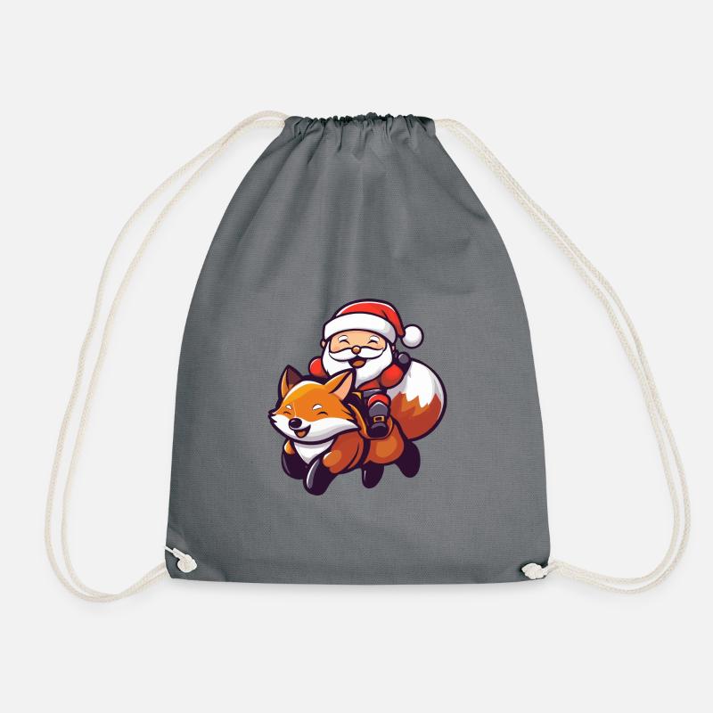 Fuchs Weihnachtsmann - Turnbeutel - Grau
