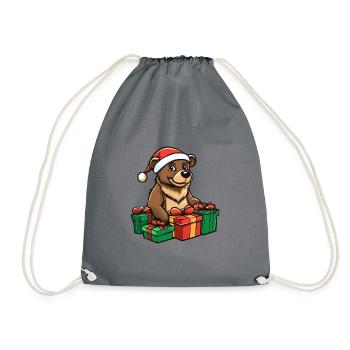 Bear Christmas Gifts - Drawstring Bag - grey - Front