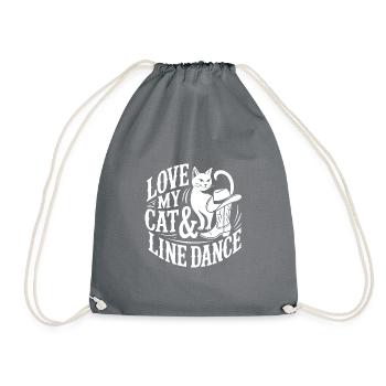 Ich liebe meine Katzen und Line Dance - Turnbeutel - Grau - Vorne