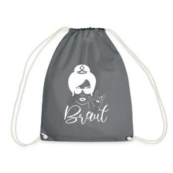 Braut Hochzeit Ehe Geschenk - Turnbeutel - Grau - Vorne