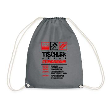 Stundenlohn | Tischler - Turnbeutel - Grau - Vorne