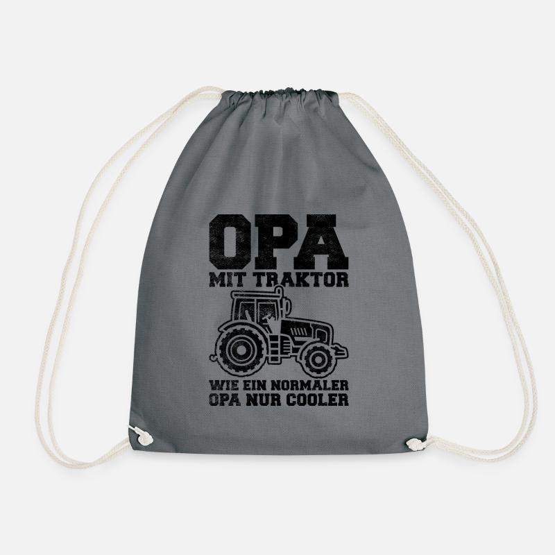 Opa Mit Traktor Wie Ein Normaler Opa Nur Cooler La - Turnbeutel - Grau