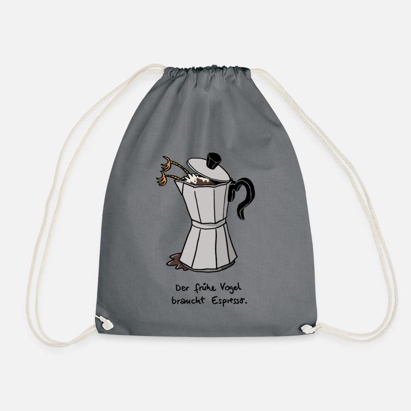 der frühe Vogel braucht Espresso - Turnbeutel - Grau