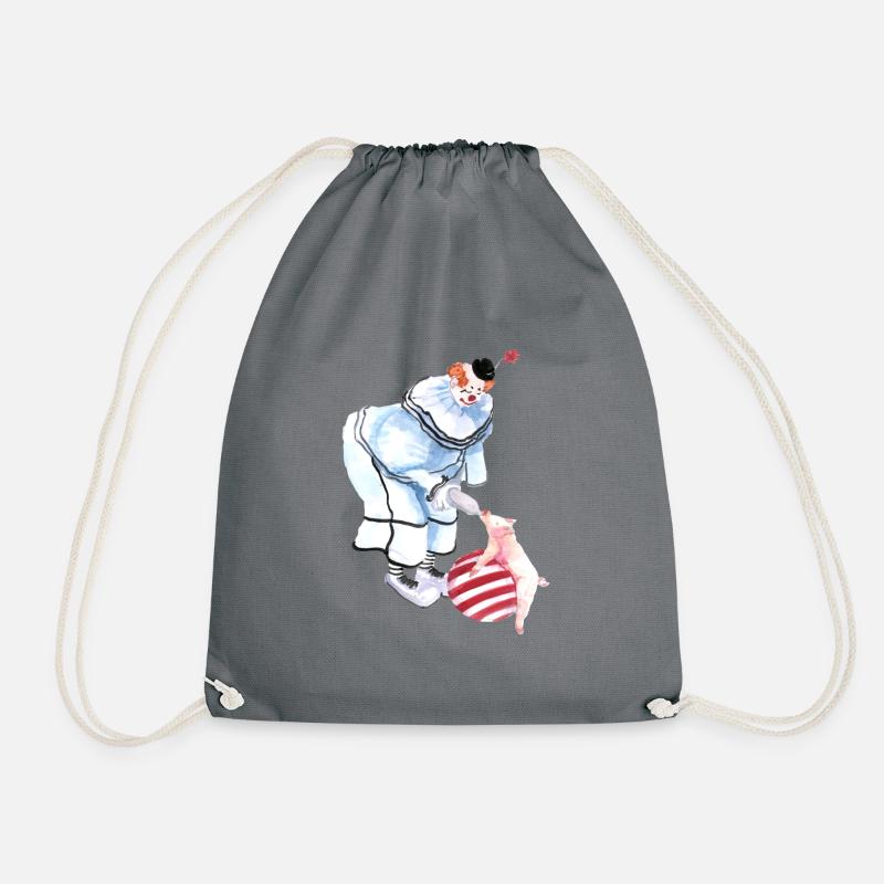 Zirkus Clown mit Schwein und Ball - Turnbeutel - Grau