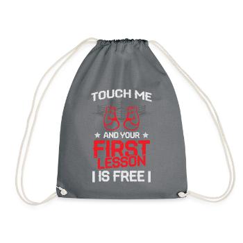 boxer boxing gloves - Drawstring Bag - grey - Front