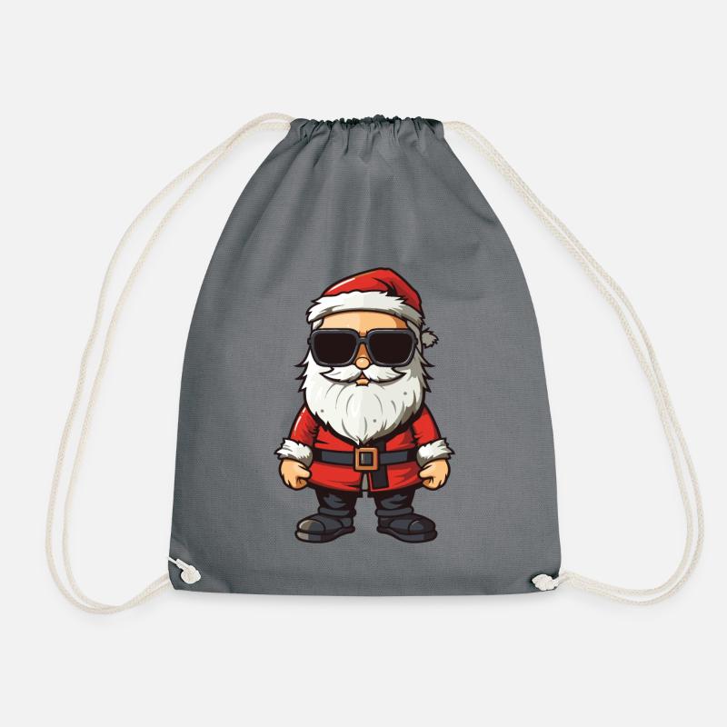 Weihnachtsmann Comic Santa Xmas - Turnbeutel - Grau
