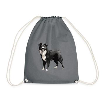 Border Collie Chien Animal - Sac de sport léger - gris - Devant
