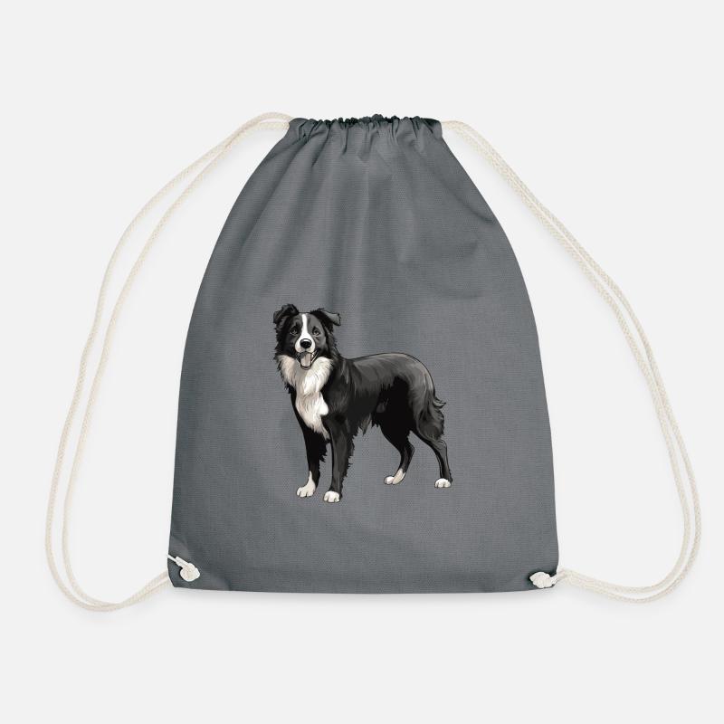 Border Collie Hund Tier - Turnbeutel - Grau