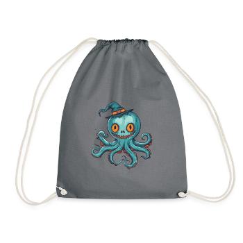Oktopus Halloween Comic Lustig - Turnbeutel - Grau - Vorne