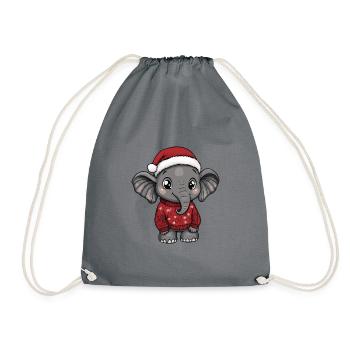 Elephant Christmas Comic - Drawstring Bag - grey - Front