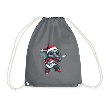 Elephant Christmas Rocker Guitar - Drawstring Bag - grey - Front