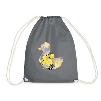Floral ducky - Drawstring Bag - grey - Front