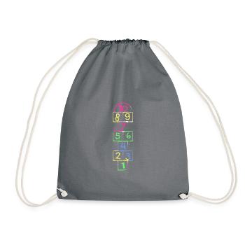 Retro 80iger 90iger Hickelkasten Mottoparty Outfit - Turnbeutel - Grau - Vorne