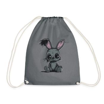 Cute Rabbit Soft Toy - Drawstring Bag - grey - Front
