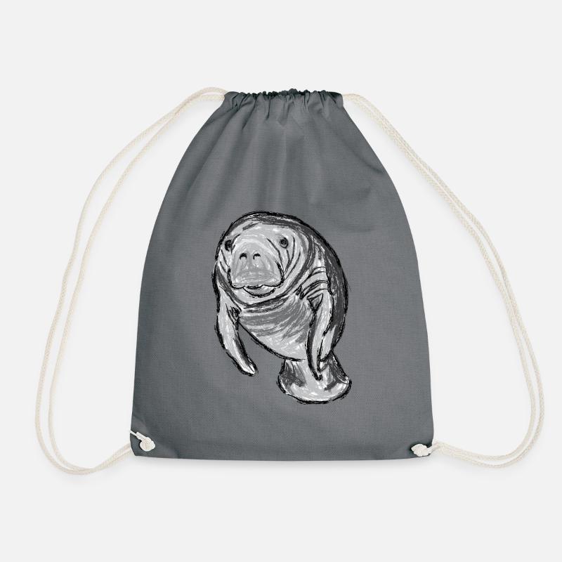 Design mit Seekuh / Artwork with a Manatee - Turnbeutel - Grau