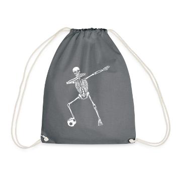 Halloween Dabbing Skeleton Football - Drawstring Bag - grey - Front